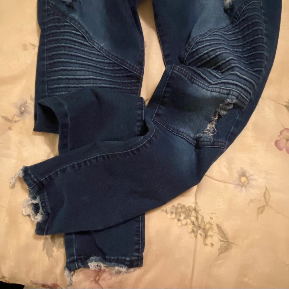 MILITARY HIPPIE Distressed Moto Jeans - Picture 5 of 6